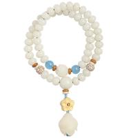 Bracelet châle , Blanc Bodhi racine, avec Tagua & Bodhi racine & olivaire Nucleus & Xingyue Bodhi & Buis & aigue-marine, styles différents pour le choix & pour femme, Longueur Environ 15 cm, Vendu par PC