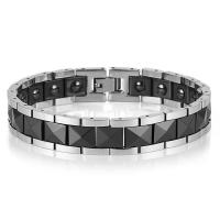 Acier titane bracelet, avec porcelaine & Acier inoxydable 316, magnétique & pour homme, plus de couleurs à choisir, 12mm, Longueur Environ 8.46 pouce, Vendu par PC