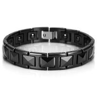 Titanium Staal Armband, met Porselein, gepolijst, met magnetische & voor de mens, zwart, 12mm, Lengte Ca 8.07 inch, Verkocht door PC