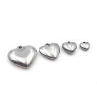 Rustfrit stål Heart Vedhæng, Stainless Steel, poleret, sølv, 50pc'er/Bag, Solgt af Bag