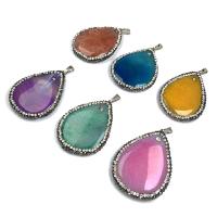 Agate Κοσμήματα Μενταγιόν, με πηλό rhinestone pave, Teardrop, για άνδρες και γυναίκες, περισσότερα χρώματα για την επιλογή, 35x45mm, Sold Με PC