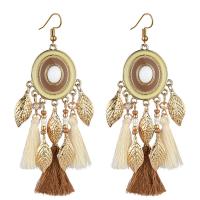 Fashion Fringe Oorbellen, Zinc Alloy, Blad, gold plated, Bohemien stijl & voor vrouw, meer kleuren voor de keuze, nikkel, lood en cadmium vrij, 30x95mm, Verkocht door pair