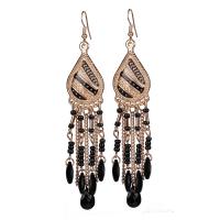 Fashion Fringe Oorbellen, Zinc Alloy, met Seedbead, Traan, gold plated, Bohemien stijl & voor vrouw & glazuur, meer kleuren voor de keuze, nikkel, lood en cadmium vrij, 21x110mm, Verkocht door pair