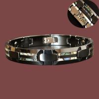 Wolfram Stahl Armband, mit Titanstahl & Porzellan & Seeohr Muschel, plattiert, verschiedenen Materialien für die Wahl & unisex & mit Magnet, Länge ca. 8.07 ZollInch, verkauft von PC