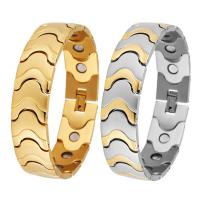 acero inoxidable Pulsera, con Partículas de acero, chapado, explosión de arena & con magnético & para hombre, más colores para la opción, 16mm, longitud aproximado 8.27 Inch, Vendido por UD