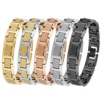 Acier de tungstène bracelet, avec Acier titane & Hématite, Placage, magnétique & pour homme, plus de couleurs à choisir, 12mm, Longueur Environ 8.07 pouce, Vendu par PC