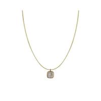 Collier d'acier titane, avec coquille, pour femme, doré, Longueur 47.5 cm, Vendu par PC