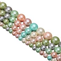 Perline conchiglia mari del sud, Shell Pearl, Cerchio, placcato, DIY & formato differente per scelta, colori misti, Venduto per Appross. 15.75 pollice filo