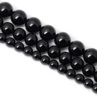 Natural Black Agaat kralen, Zwarte Agaat, Ronde, gepolijst, DIY & verschillende grootte voor keus, zwart, Per verkocht Ca 15 inch Strand