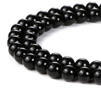 Natural Black Agaat kralen, Zwarte Agaat, Ronde, gepolijst, DIY & verschillende grootte voor keus, zwart, Per verkocht Ca 15 inch Strand