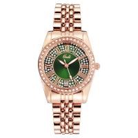 Femmes montre-bracelet, alliage de zinc, avec verre & acier inoxydable, Rond, Plaqué de couleur d'or rose, pour femme & imperméable & avec strass, plus de couleurs à choisir, protéger l'environnement, sans nickel, plomb et cadmium, 210x31x11mm, Vendu par PC