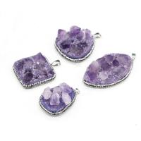 améthyste Pendentif, avec argile, Forme différente pour le choix & le style Druzy & unisexe, violet, Vendu par PC