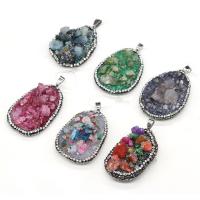 Resin Pendant with Rhinestone Clay Pave & Gemstone irregular druzy style & Unisex 30x50- Sold By PC