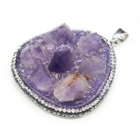 Amethyst Anhänger, mit Ton, Dreieck, druzy Stil & unisex, violett, 50x55mm, verkauft von PC