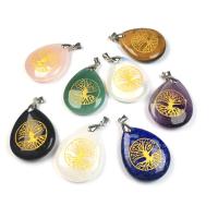 Gemstone Pendants Jewelry Natural Stone Teardrop Carved & Unisex Sold By PC