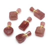 Strawberry Quartz Pendentif bouteille de parfum, avec fer, Placage de couleur d'or, unisexe & normes différentes pour le choix, rose, Vendu par PC