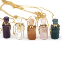 Natural Stone Perfume Bottle Necklace with Iron with 1.97Inch extender chain gold color plated & Unisex nickel lead & cadmium free Length Approx 23.62 Inch Sold By PC