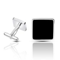 Cufflinks Brass Square silver color plated stoving varnish black nickel lead & cadmium free Sold By Pair