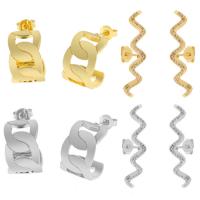 Befestiger Zirkonia Messing Ohrring, plattiert, verschiedene Stile für Wahl & Micro pave Zirkonia, keine, frei von Nickel, Blei & Kadmium, verkauft von Paar