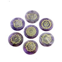 Amethist Decoratie, Rond plat, verschillende ontwerpen voor de keuze, purper, 30x6.50mm, Verkocht door PC