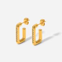 Cruach dhosmálta Graí Earrings, Patrún Geoiméadrach, 18K ór plátáilte, micrea réiteach zirconia ciúbach & do bhean, 12.62x20.22mm, Díolta De réir Péire