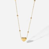 Colar de jóias de aço inoxidável, with 2.36inch extender chain, Coração, Banhado a ouro 14K, cadeia oval & para mulher, 9.72mm, comprimento Aprox 16.5 inchaltura, vendido por PC