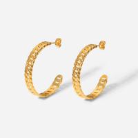 Pendientes de Acero Inoxidable, Letra C, 18K chapado en oro, diverso tamaño para la opción & para mujer & hueco, Vendido por Par