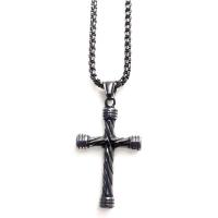 Titan stål halsband, Cross, plated, Unisex & olika stilar för val, 28x45mm, Längd Ca 23.6 inch, Säljs av PC