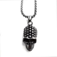 Titan stål halsband, Skull, plated, Unisex & olika stilar för val, 19x35mm, Längd Ca 23.6 inch, Säljs av PC