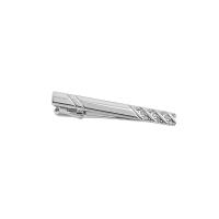 Krawatte Clip, Eisen, silberfarben plattiert, mit Strass, 60x6mm, verkauft von PC