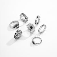 Cink ötvözet Ring Set, platina színű bevont, 7 darab & az ember, 19mm, Által értékesített Set