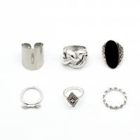 Zinklegering Ring Set, Zinc Alloy, plated, 6 stuks & voor vrouw, 19mm,17mm,16mm,16.5mm, Verkocht door Stel