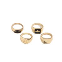 Zinc Alloy ring Set, forgyldt, 4 stykker & for mennesket & emalje, 19mm, Solgt af sæt