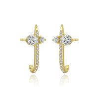 Messing Stud Earring, gold plated, micro pave zirconia & voor vrouw, 1.60x19mm, Verkocht door pair