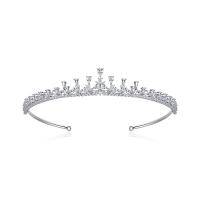 Tiaraer, Messing, Crown, platin farve forgyldt, Micro Pave cubic zirconia & for kvinde, 141x22.60mm, Solgt af PC