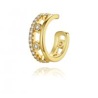 ottone Clip orecchino, placcato color oro, Micro spianare cubic zirconia & per la donna & cavo, 4.50x12.10mm, Venduto da PC