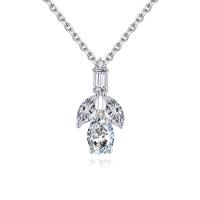 Cubic Zircon Micro Pave Brass Necklace with 1.96 inch extender chain platinum color plated micro pave cubic zirconia & for woman Length Approx 15.74 Inch Sold By PC