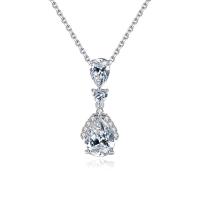 Collier en laiton cubique Zircon Micro Pave, avec 1.96 inch chaînes de rallonge, Placage de couleur platine, pavé de micro zircon & pour femme, 7.80x21.10mm, Longueur Environ 15.74 pouce, Vendu par PC