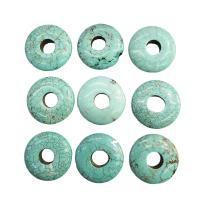 Pendentif turquoise, Rond, poli, vert, 7x25mm, Vendu par PC