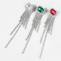 Rhinestone Ørering, Zinc Alloy, mode smykker & for kvinde & med glas rhinestone & med rhinestone, 15.70x27mm, Solgt af par