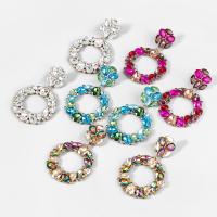 Rhinestone Ørering, Zinc Alloy, mode smykker & for kvinde & med rhinestone, flere farver til valg, 70x43mm, Solgt af par