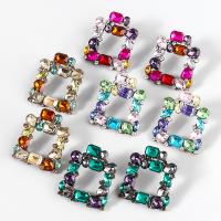 Rhinestone Ørering, Zinc Alloy, mode smykker & for kvinde & med rhinestone, flere farver til valg, 44x41mm, Solgt af par