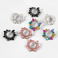 Rhinestone Ørering, Zinc Alloy, mode smykker & for kvinde & med rhinestone, flere farver til valg, 42x44mm, Solgt af par