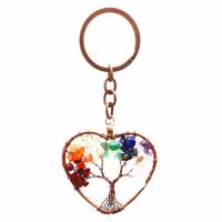 Key Chain, Natursten, med Messing & Jern, Heart, antik kobber farve belagt, forskellige materialer til valg & Unisex, flere farver til valg, 52mm, Solgt af PC