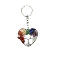 Key Chain, Natursten, med Messing & Jern, Heart, platin farve forgyldt, forskellige materialer til valg & Unisex, flere farver til valg, 52mm, Solgt af PC