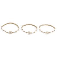 Pulseras de latón, metal, con Perlas plásticas, chapado en color dorado, diferentes estilos para la opción & esmalte, dorado, libre de níquel, plomo & cadmio, 170-220mm, Vendido por UD