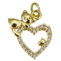 Cubic Zirconia Micro Pave Brass Pendant Heart gold color plated micro pave cubic zirconia & hollow Approx 3.5mm Sold By Lot