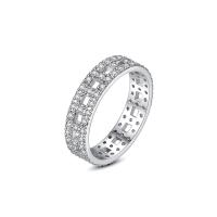 Cubique anneau en laiton Circonia Micro Pave, Placage de couleur platine, normes différentes pour le choix & pavé de micro zircon & creux, 4.70mm, Vendu par PC