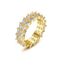 Kubieke Circonia Micro Pave Brass Ring, Messing, gold plated, verschillende grootte voor keus & micro pave zirconia, 5.80mm, Verkocht door PC