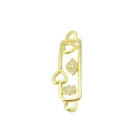 Cubic Zirconia Micro Pave Brass Connector gold color plated micro pave cubic zirconia & hollow Approx 3mm Sold By Lot